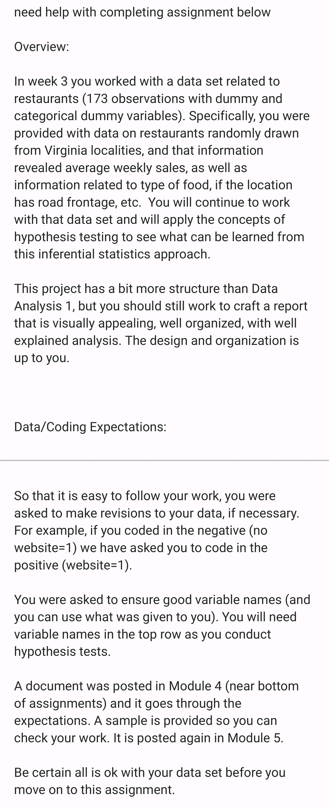 Please answer all parts ASAP need help with completing assignment below Overview: