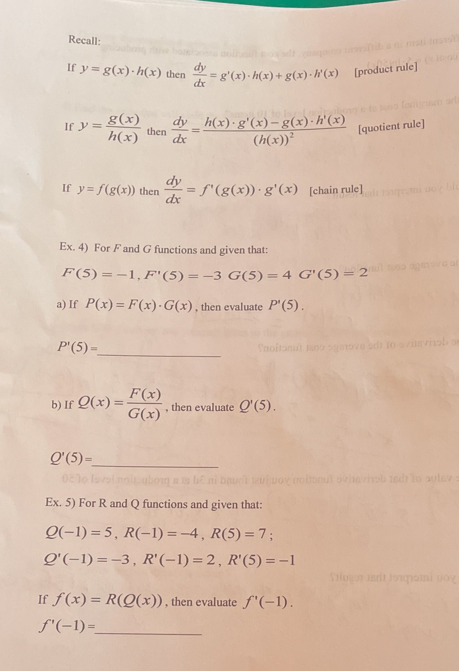 I've been having some trouble solving the problems on this page... Recall: