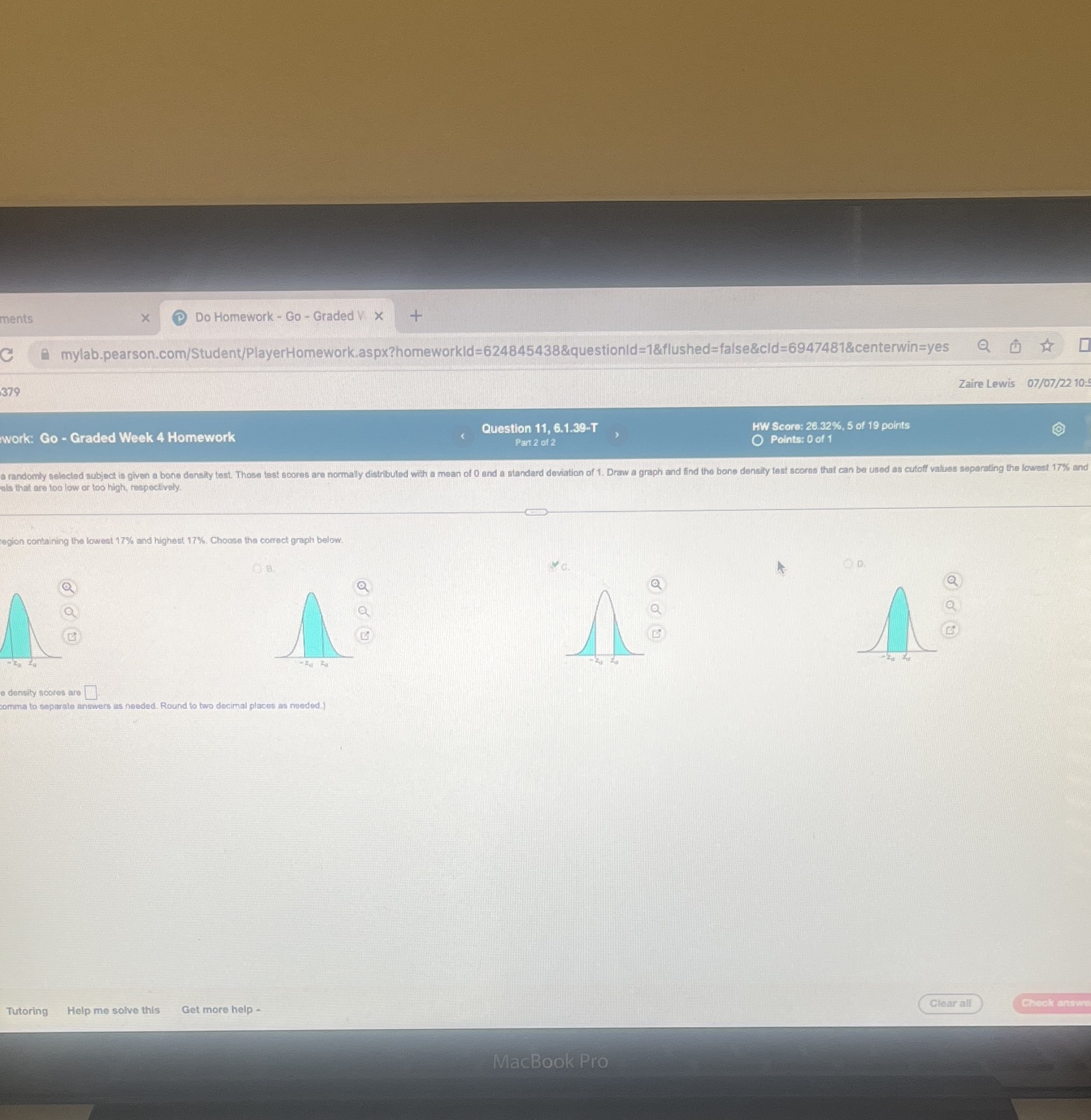 Assume that a randomly selected subject is given a bone density test.