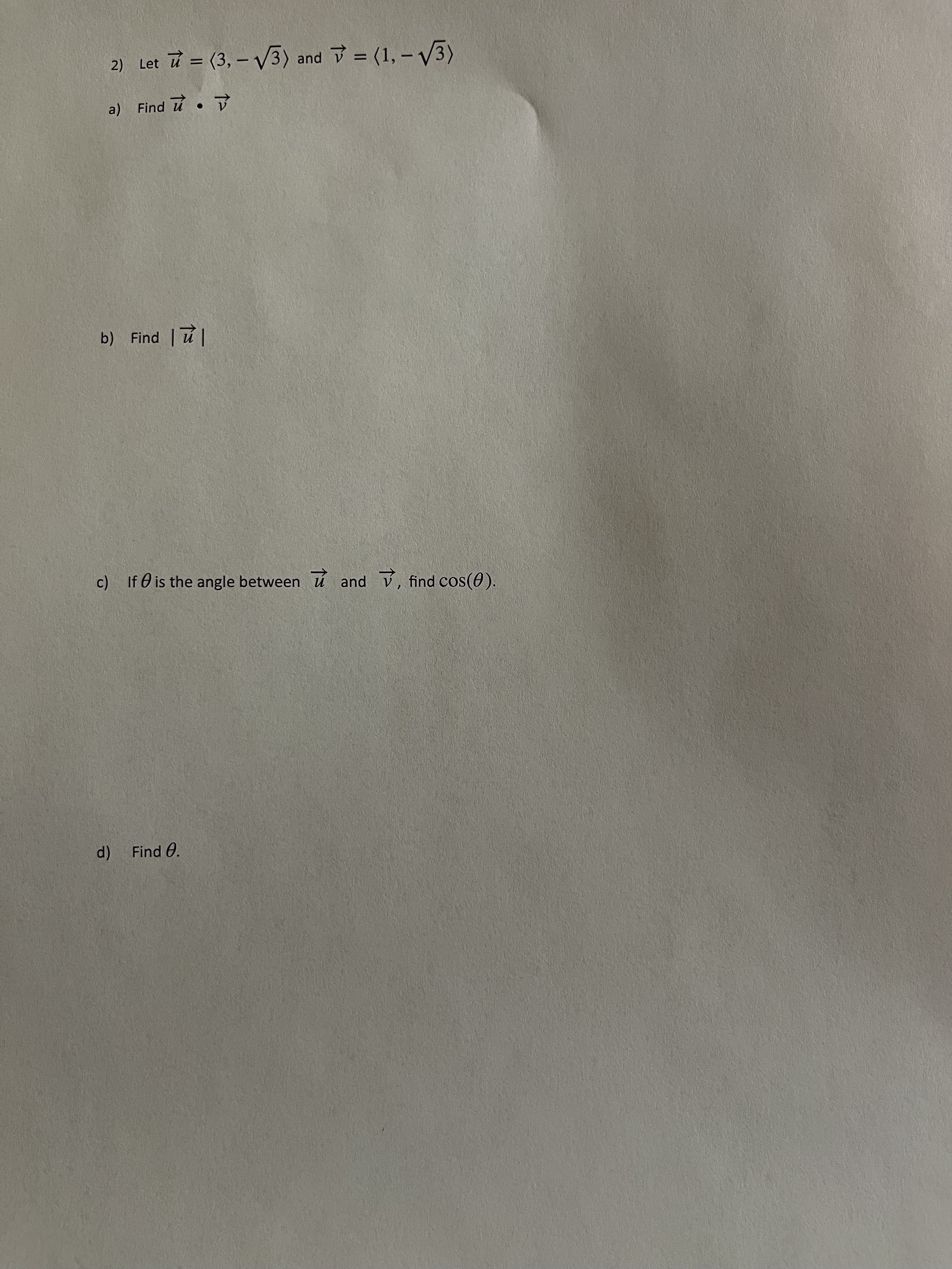 2) Let u a) Find u V b) Find I u I