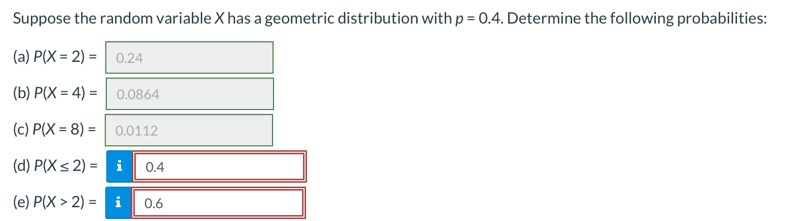  Suppose the random variable X has a geometric distribution with p
