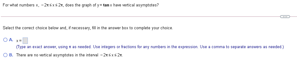 \ For what numbers x, -2TS x2x, does the graph of y=