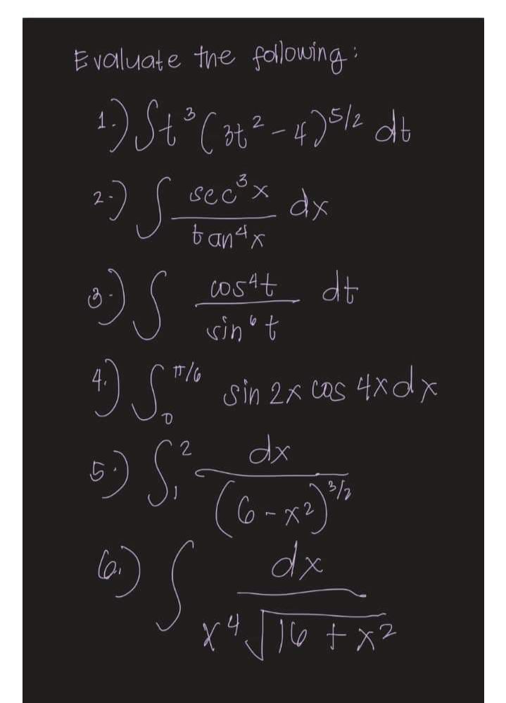  Evaluate the following 1. ) Sto ( #8 2 - 4