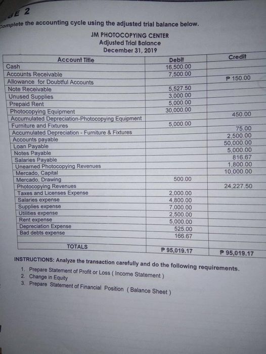 please answer all JE 2 complete the accounting cycle using the adjusted