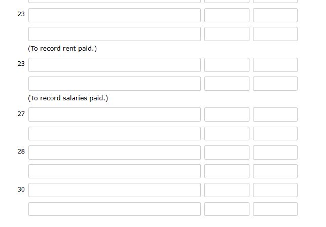 for services performed in November. Purchased supplies on account, $600. Paid creditors