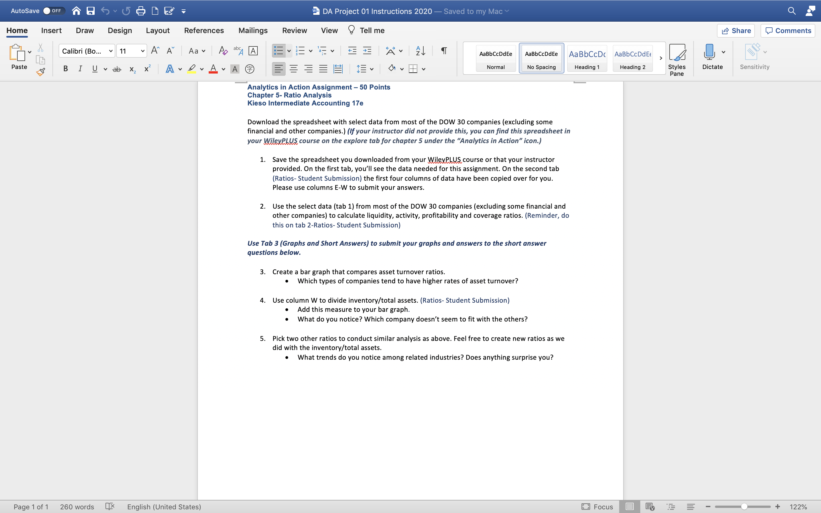  DA Project 01 instructions 2020 Home Insert Draw Design Layout References