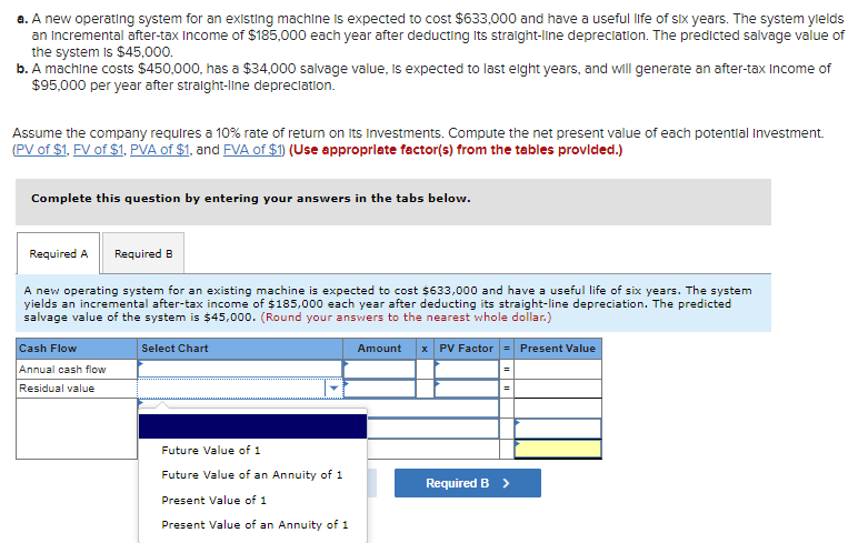 to cost $633,000 and have a useful life of six years. The