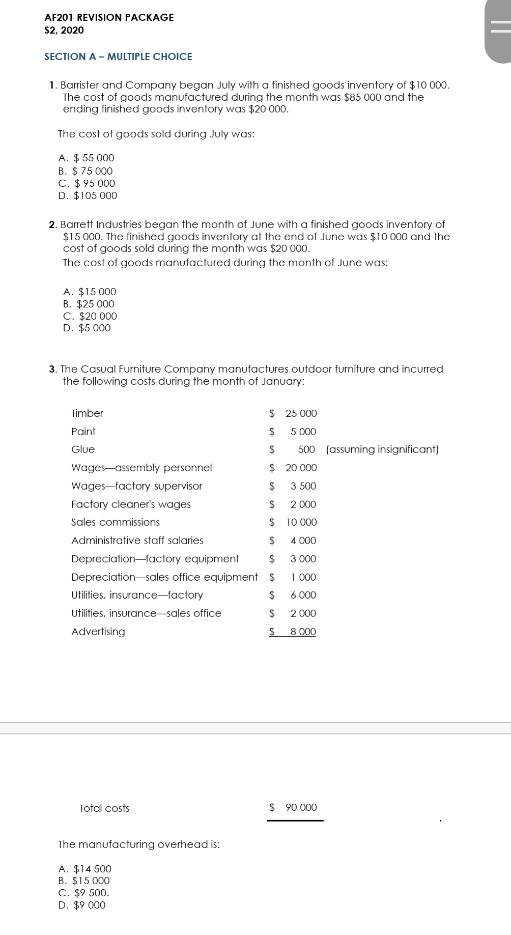  Answer the multiple choice questions with calculation. Dont just give A,B,C,D.