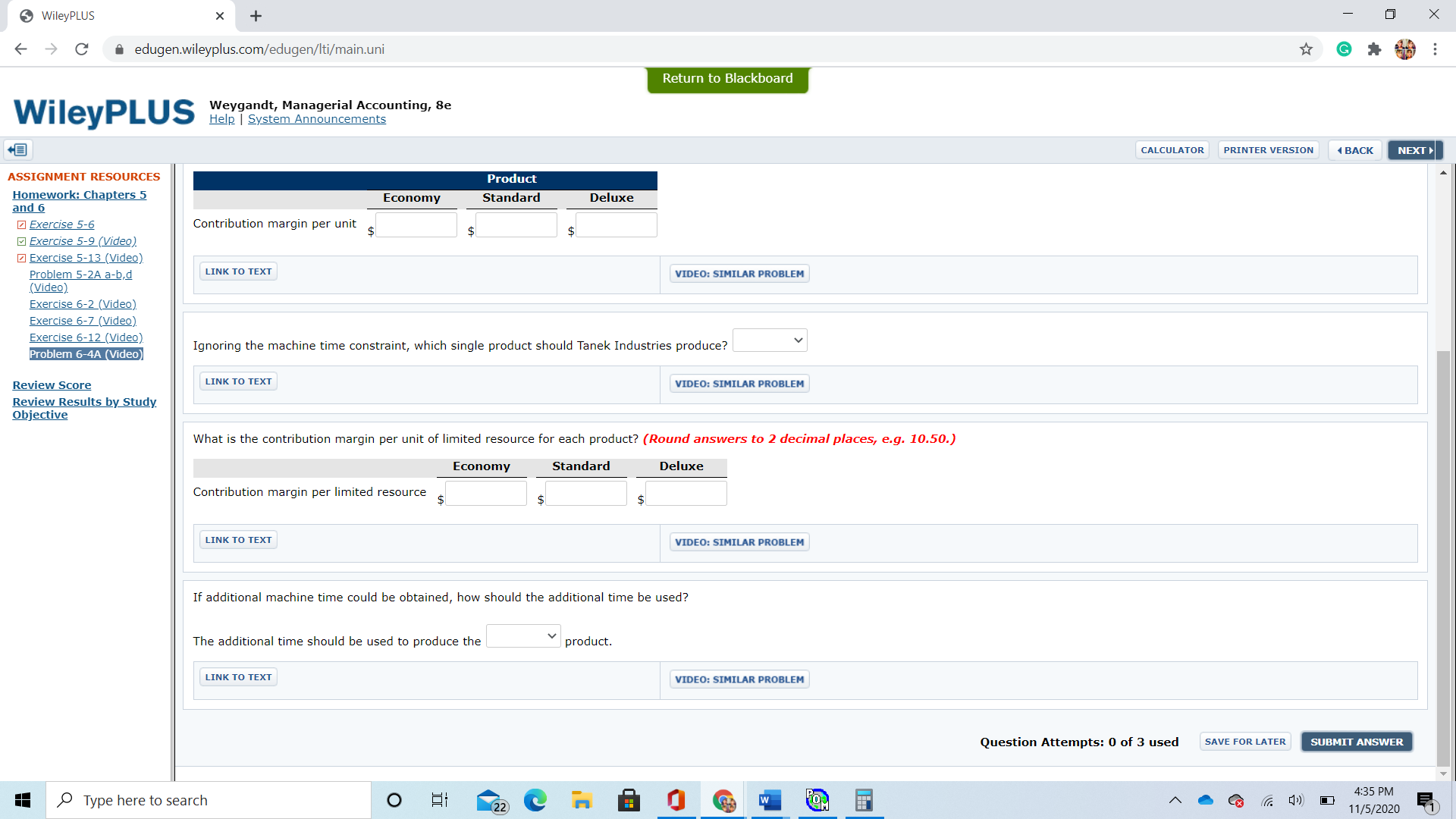Exercise 5-13 (Video). Determine the variable costs per haircut and the total