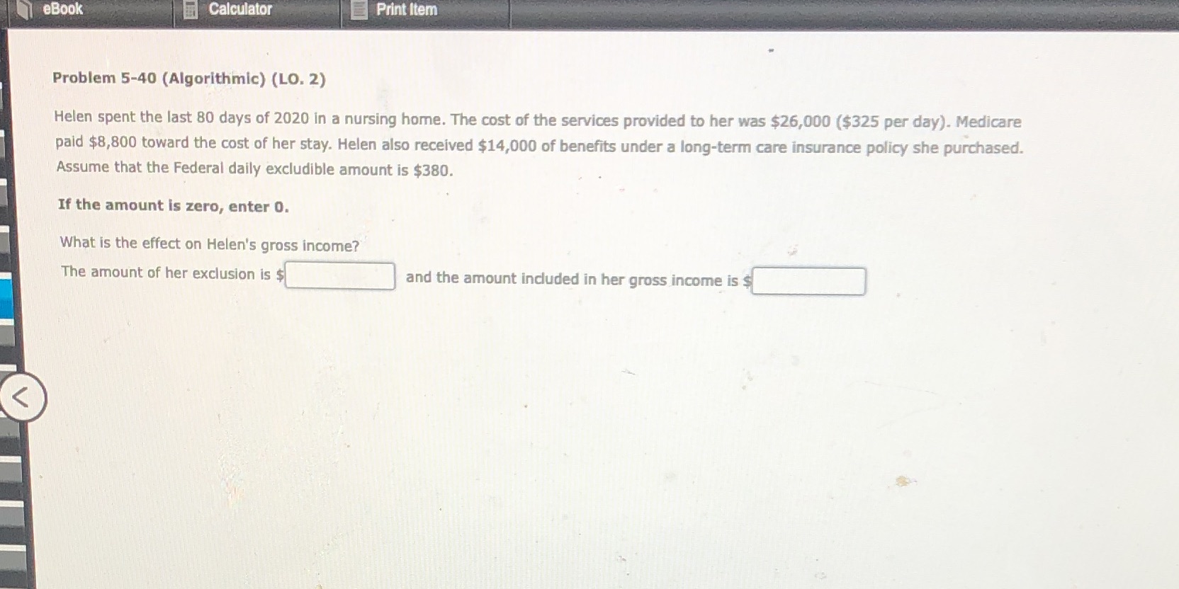 Calculator Prim hem Problem 5-40 (Algorithmic) (LO. 2) Helen spent the