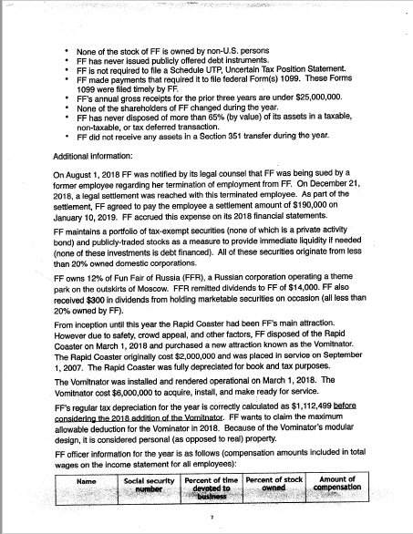 C corporation Instructions: Please complete the 2018 Federal income tax rotum for