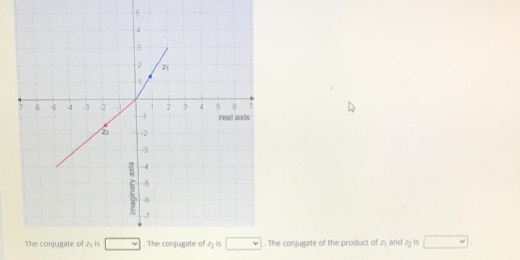 first drop down menu is-2 -3i-2 +3i2 - 3isecond drop down menu