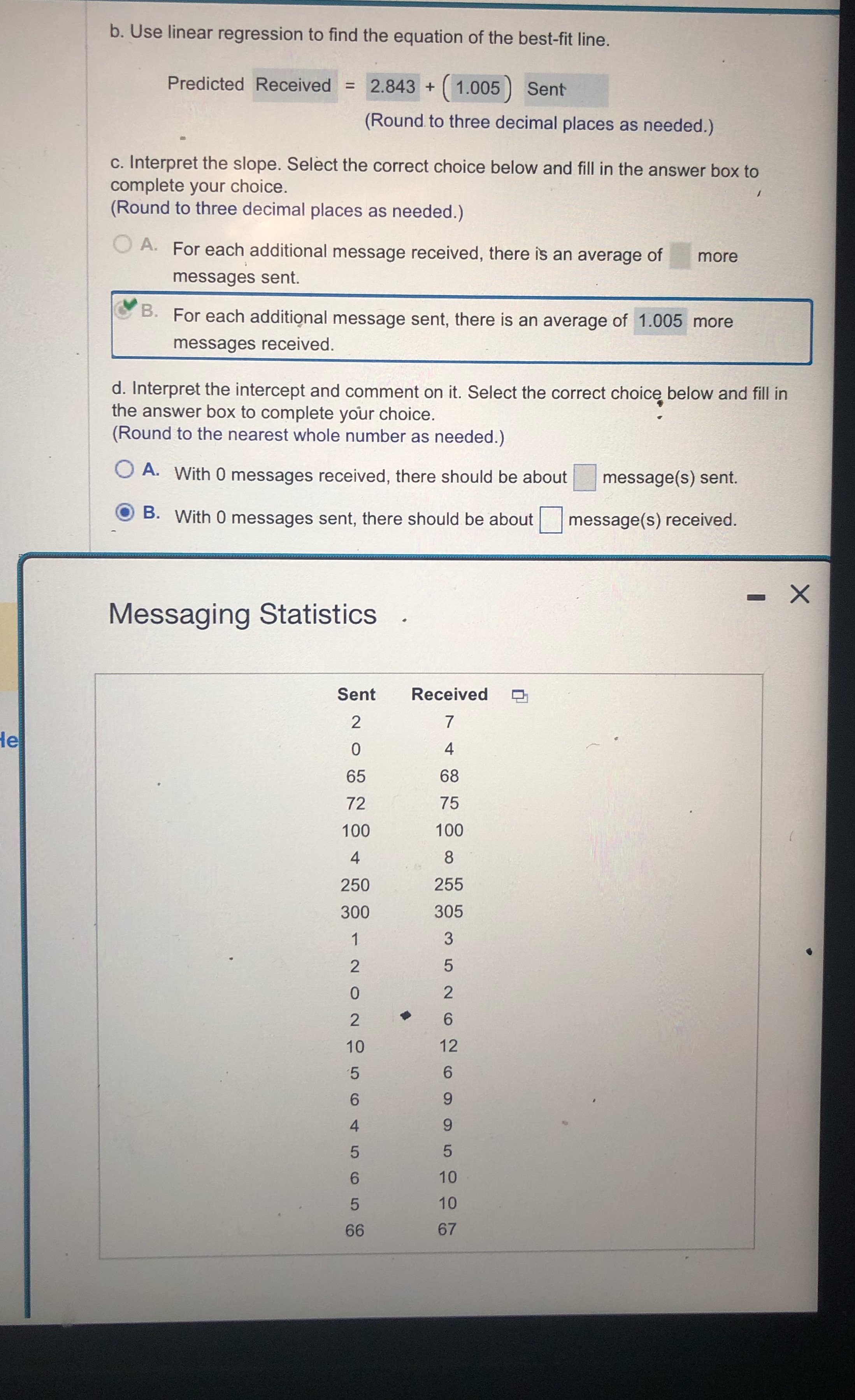 What is the answer to question D b. Use linear regression to