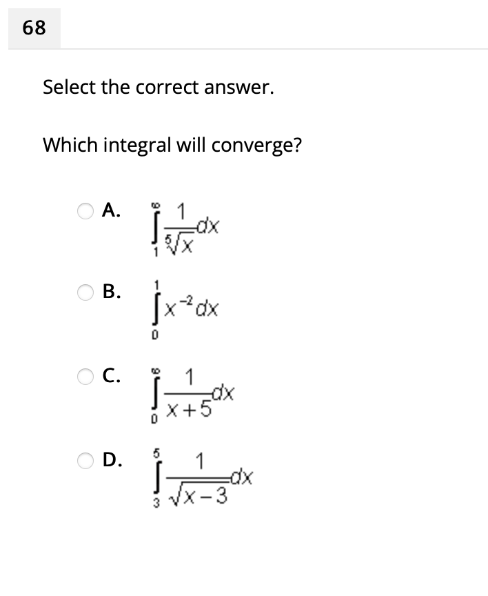 Trigonometric Substitution 64 Select the correct answer. Evaluate the Integral X- -