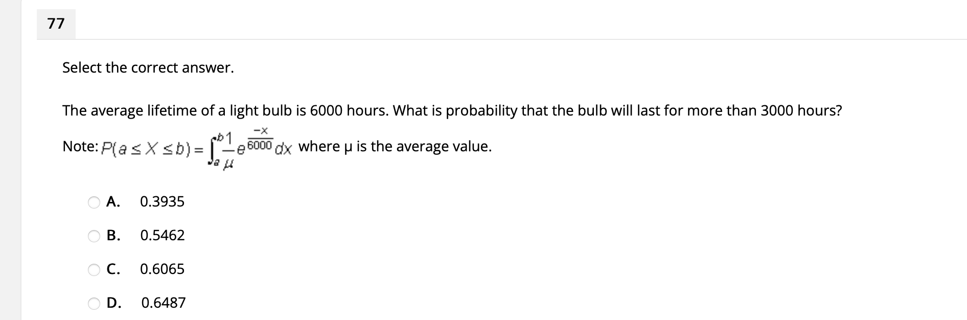 take n = 4. A 5.213 B 5.419 C. 5.353 D 5.379