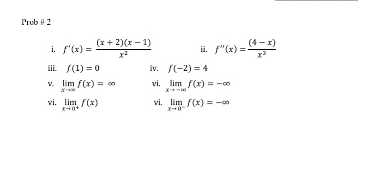 Prob # 2 i. f'(x) = (x + 2) (x -