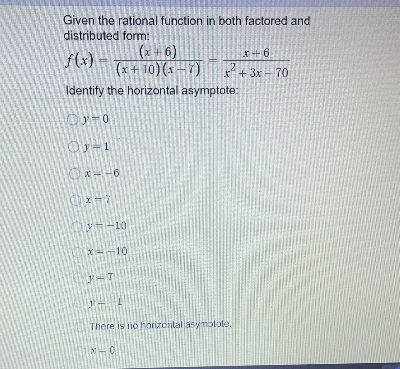 function is both factored (Row 1) and simplified (Row 2). It is