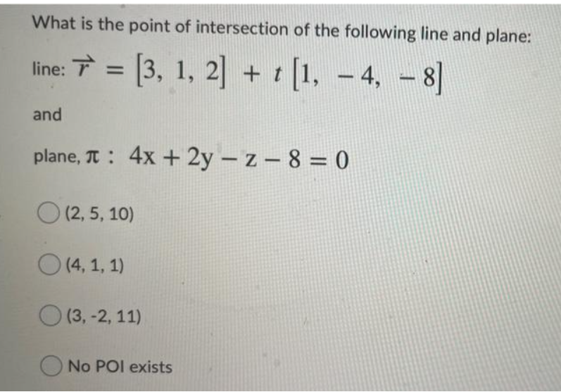 Please try to answer in text What is the point of intersection