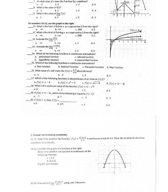  7. At what value of x does the function fix] undefined?