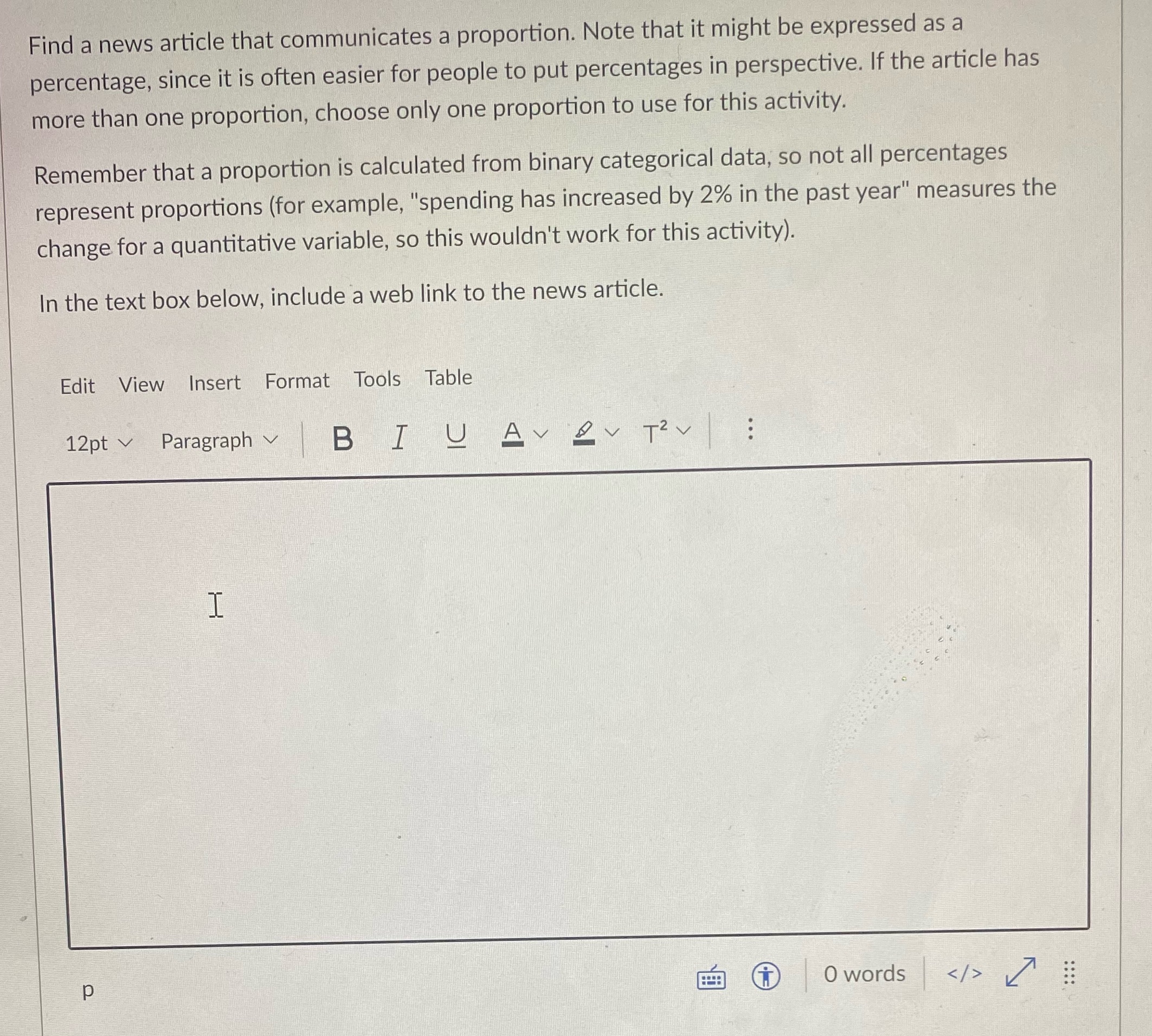 Find a news article that communicates a proportion. Note that it