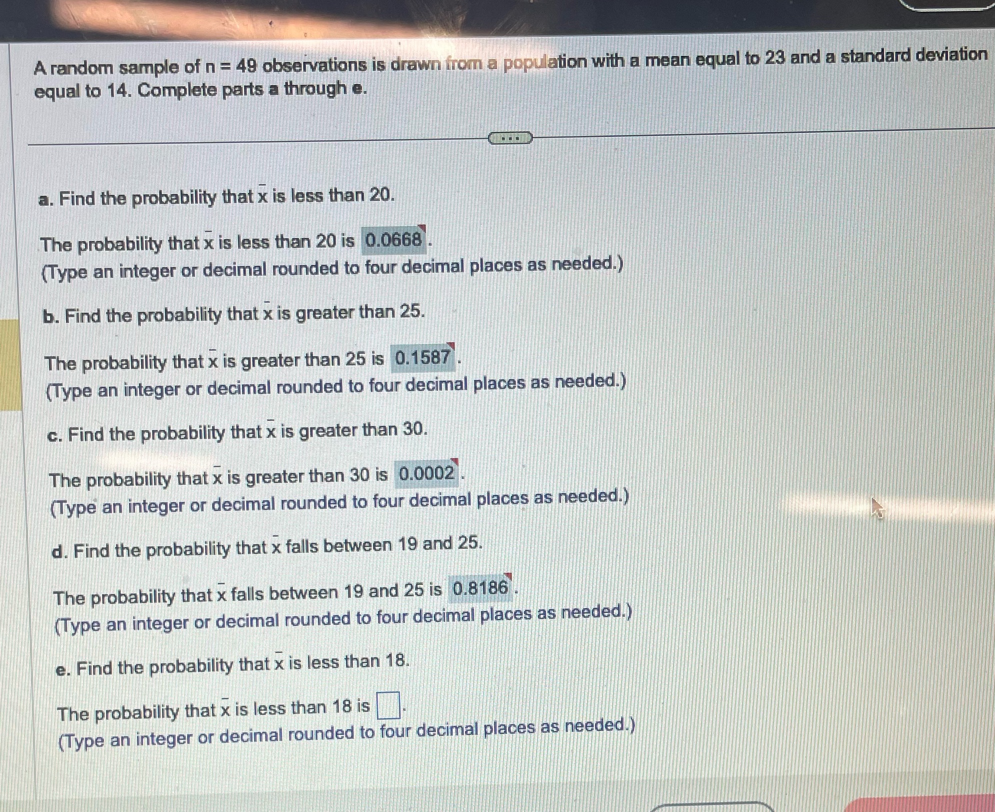 Can you please help me with this question using excel A random