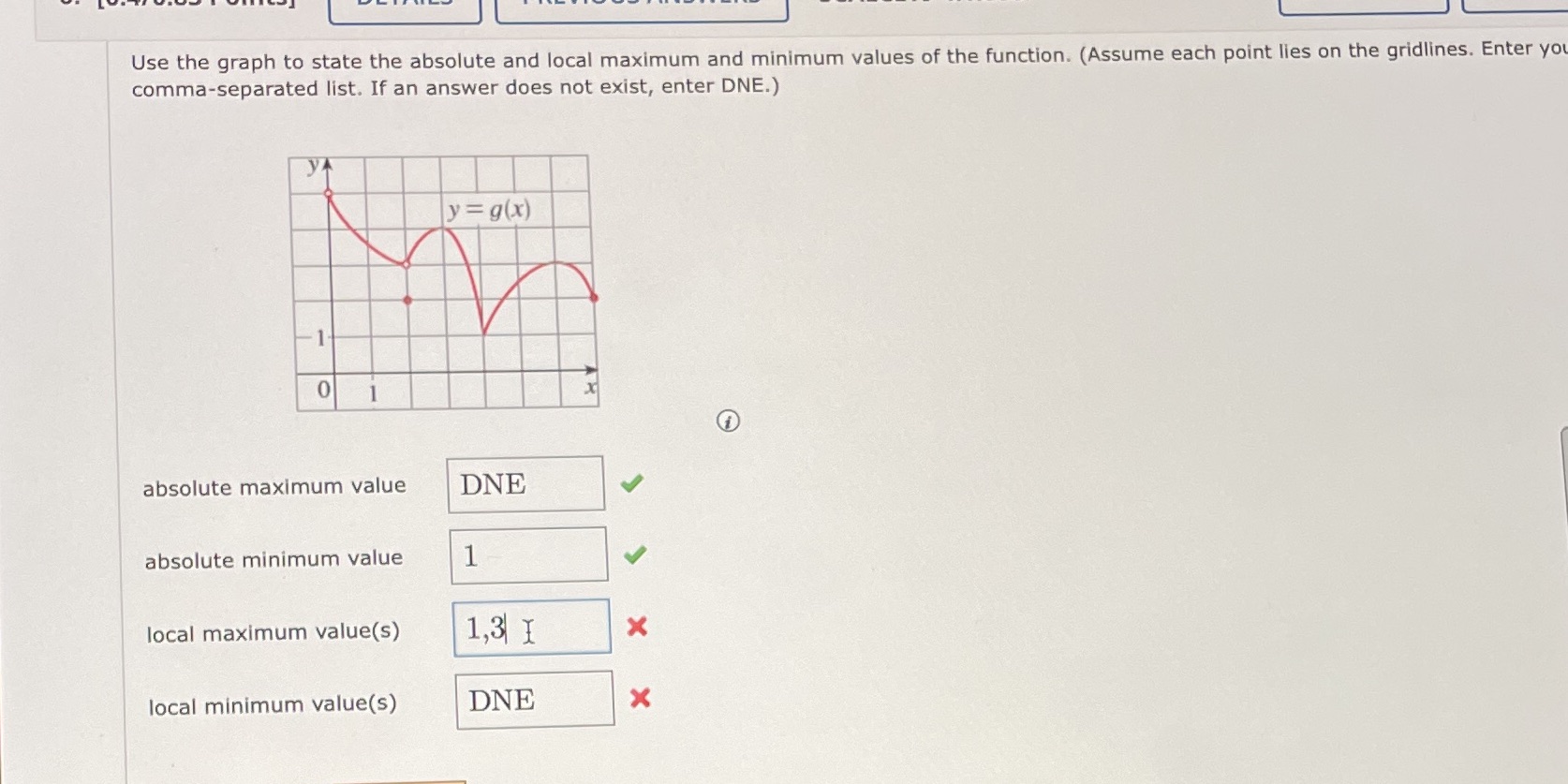  Use the graph to state the absolute and local maximum and