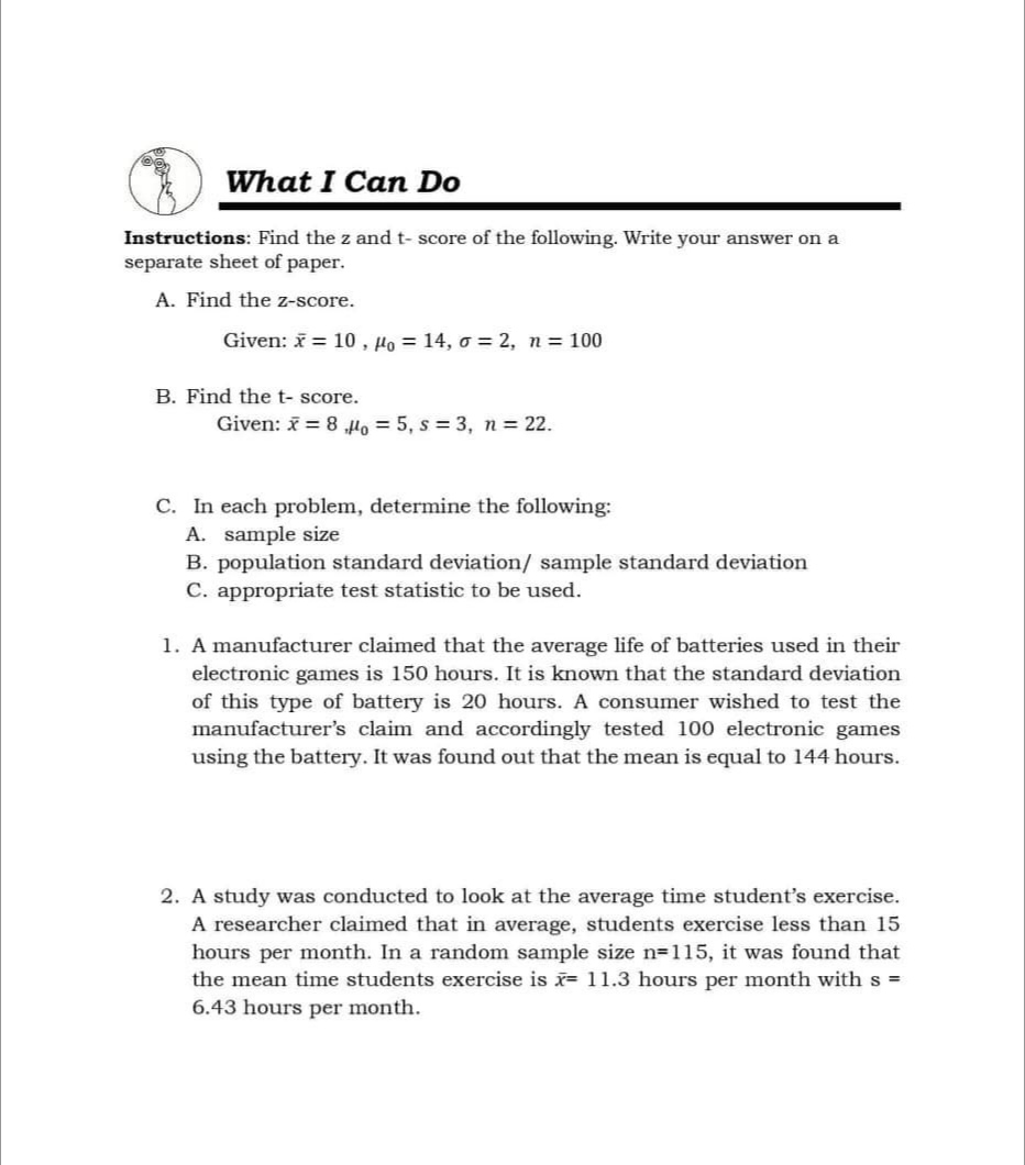 in standard deviation units. A. f- score B. t- score C. :-