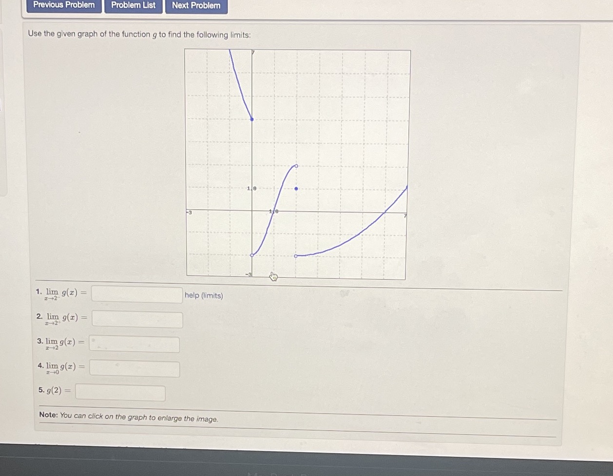 Previous Problem Problem List Next Problem Use the given graph of