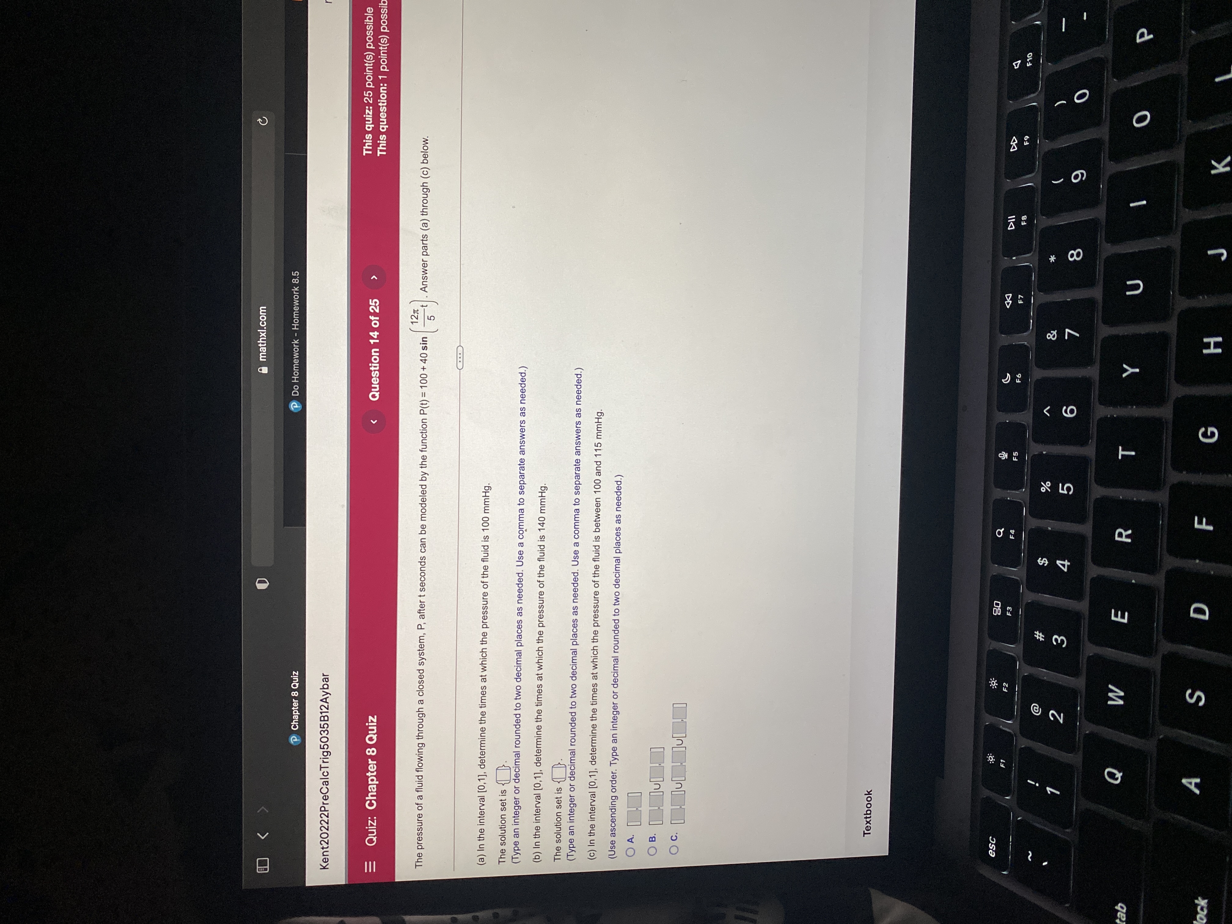 Kent20222PreCalcTrig5035B12Aybar Question 13 of 25 Quiz: Chapter 8 Quiz Solve the equation.
