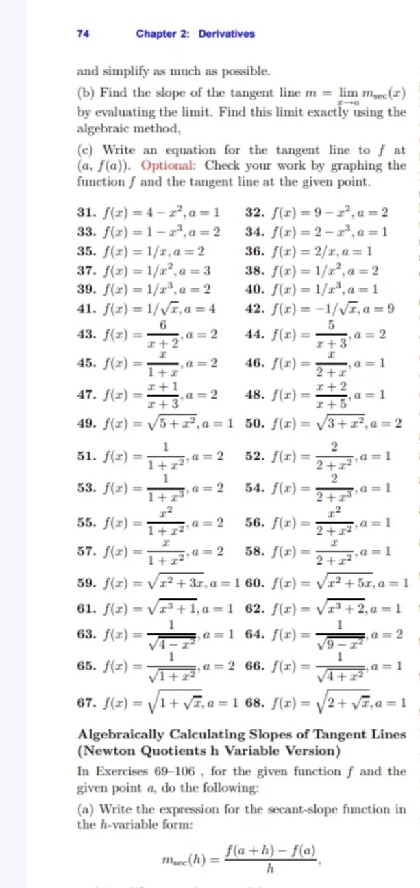 Only #64 74 Chapter 2: Derivatives and simplify as much as possible.