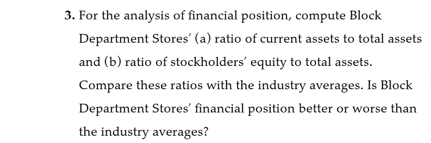 position with the average for the industry. The CEO has given you