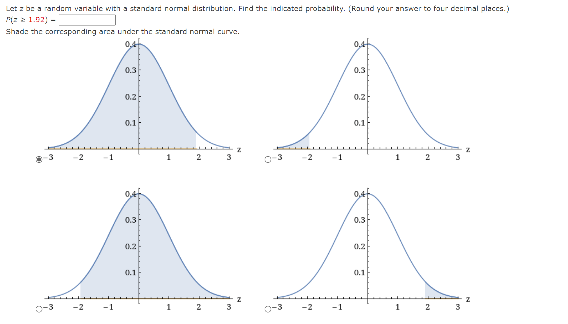  Let 2 be a random variable with a standard normal distribution.