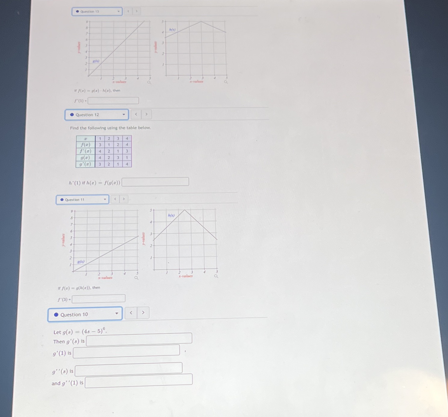 Please help . Question 13 If J(2) - g(z) . h(x), then