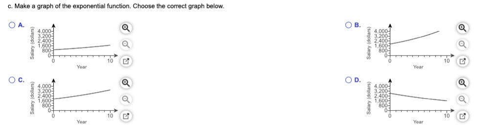  c. Make a graph of the exponential function. Choose the correct