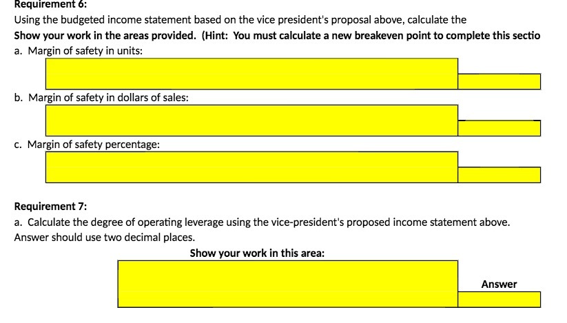 REQUIREMENT O : Using the budgeted income statement based on the
