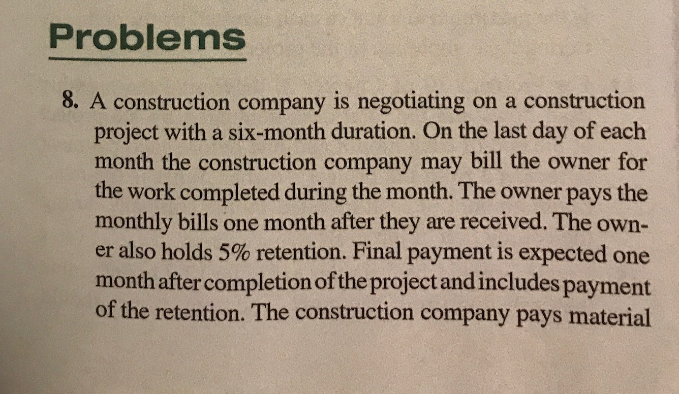  Problems 8. A construction company is negotiating on a construction project