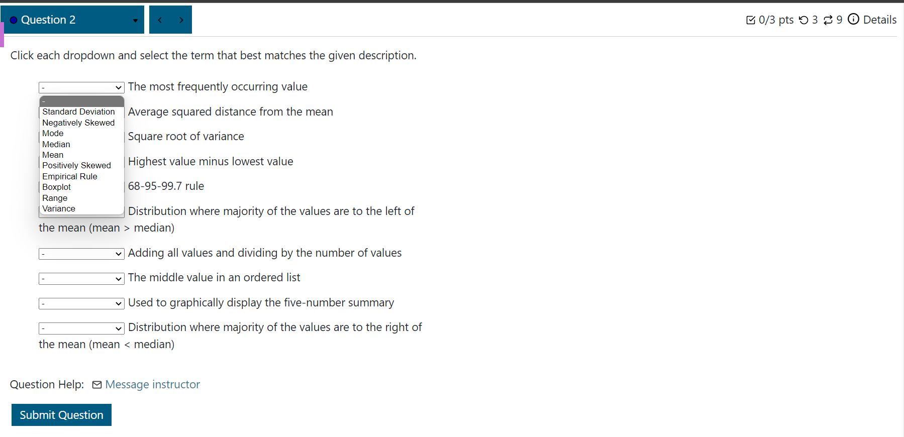 distribution of the data is Select an answer Select an answer negatively