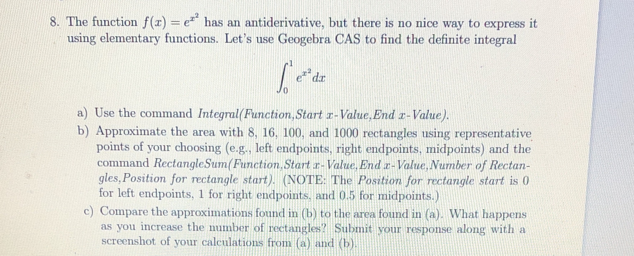 N8 please and thanks 8. The function f(x) = e" has an