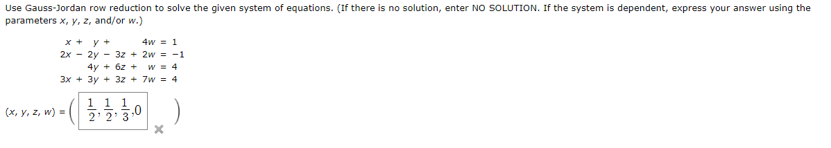 Help Please Use Gauss-Jordan row reduction to solve the given system of