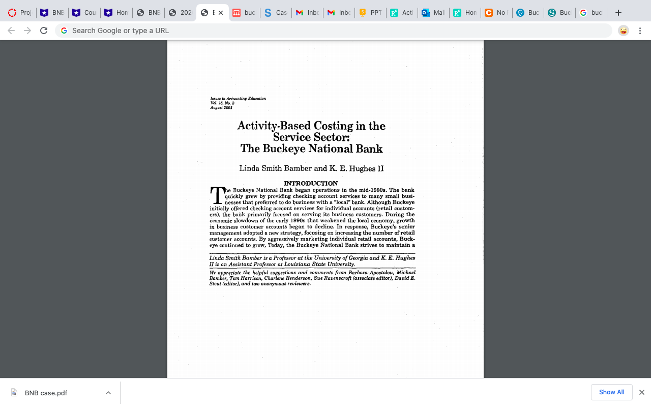 1. What are the current problems, if any, that Buckeye National Bank