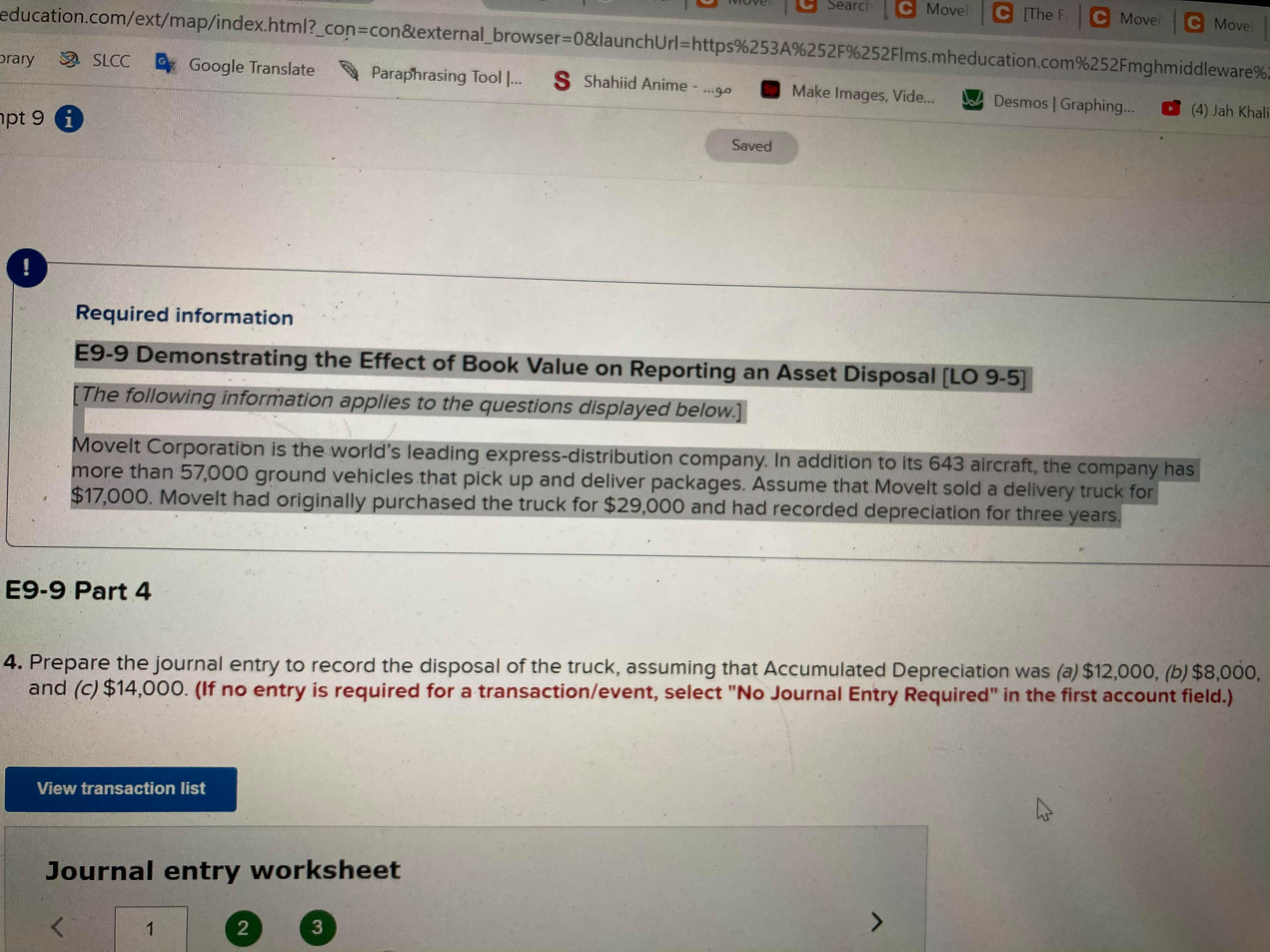 E9-9 Demonstrating the Effect of Book Value on Reporting an Asset Disposal