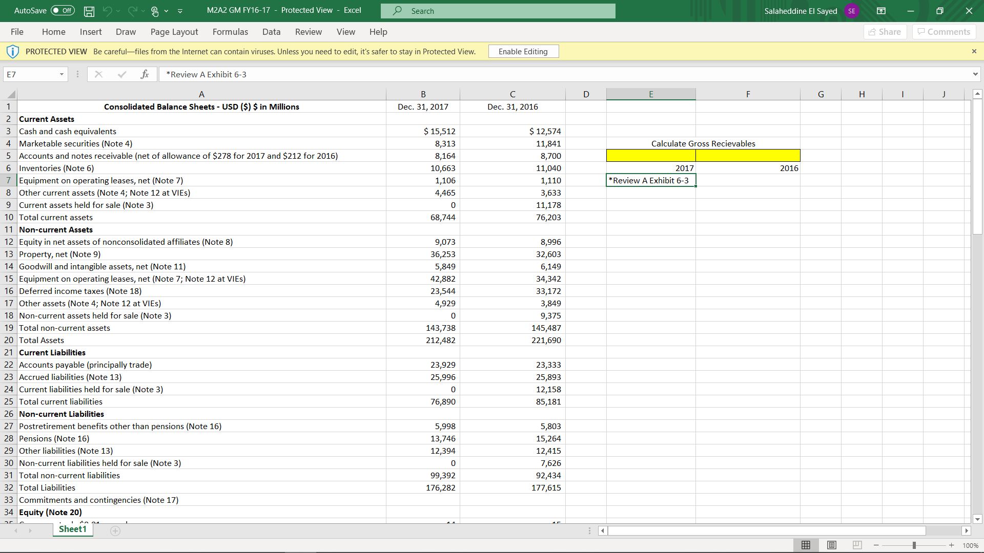 Complete calculations on theExcel spreadsheetfor GM. AutoSave . Off H M2A2 GM