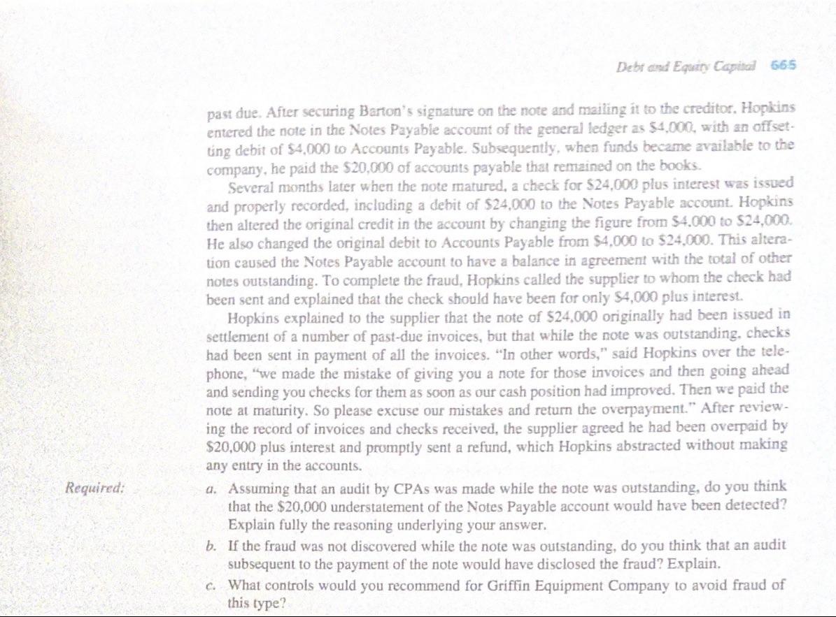 Debt and Equity Capital 665 past due. After securing Barton's signature