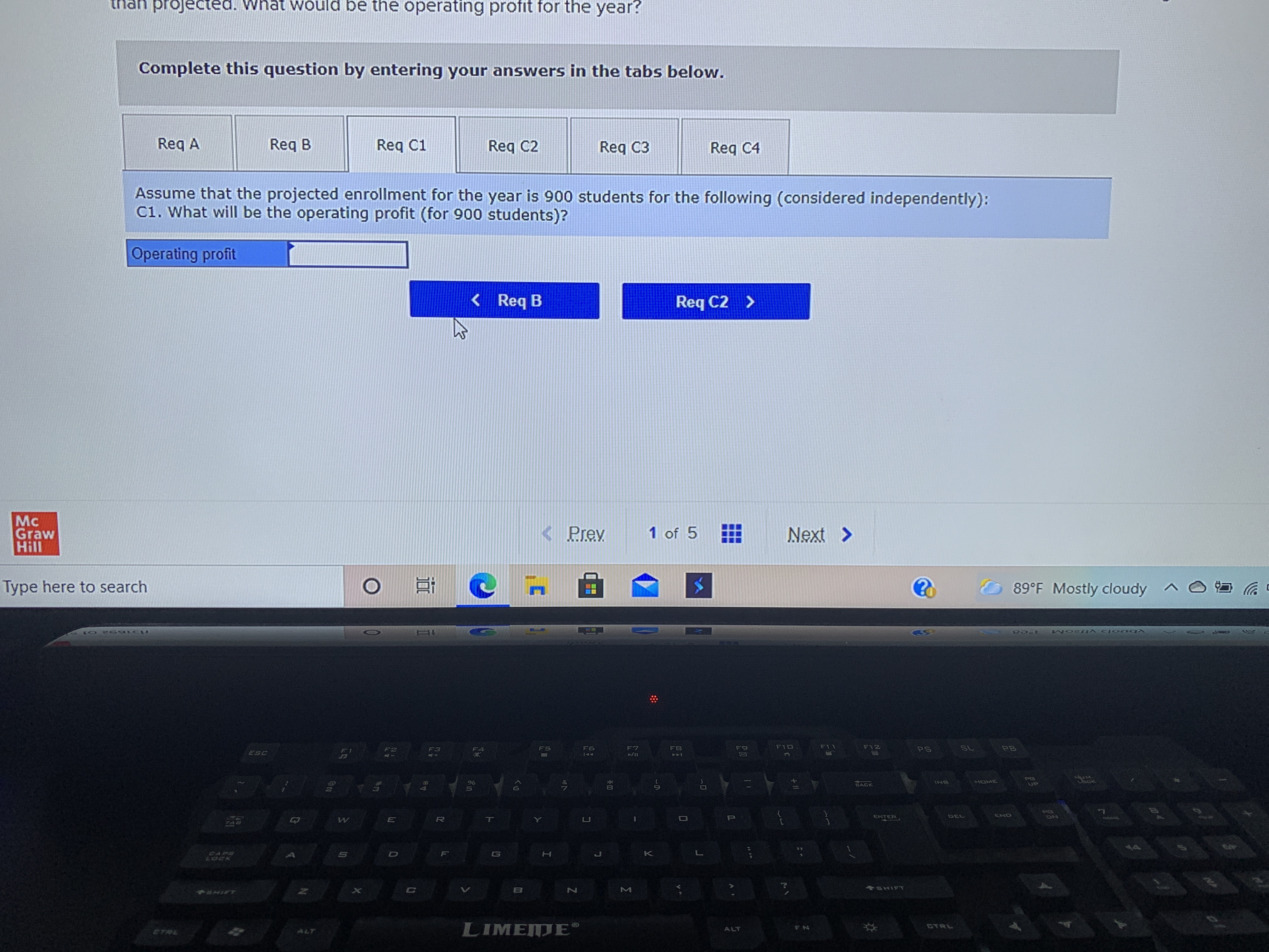  Ild be the operating profit for the year? Complete this question