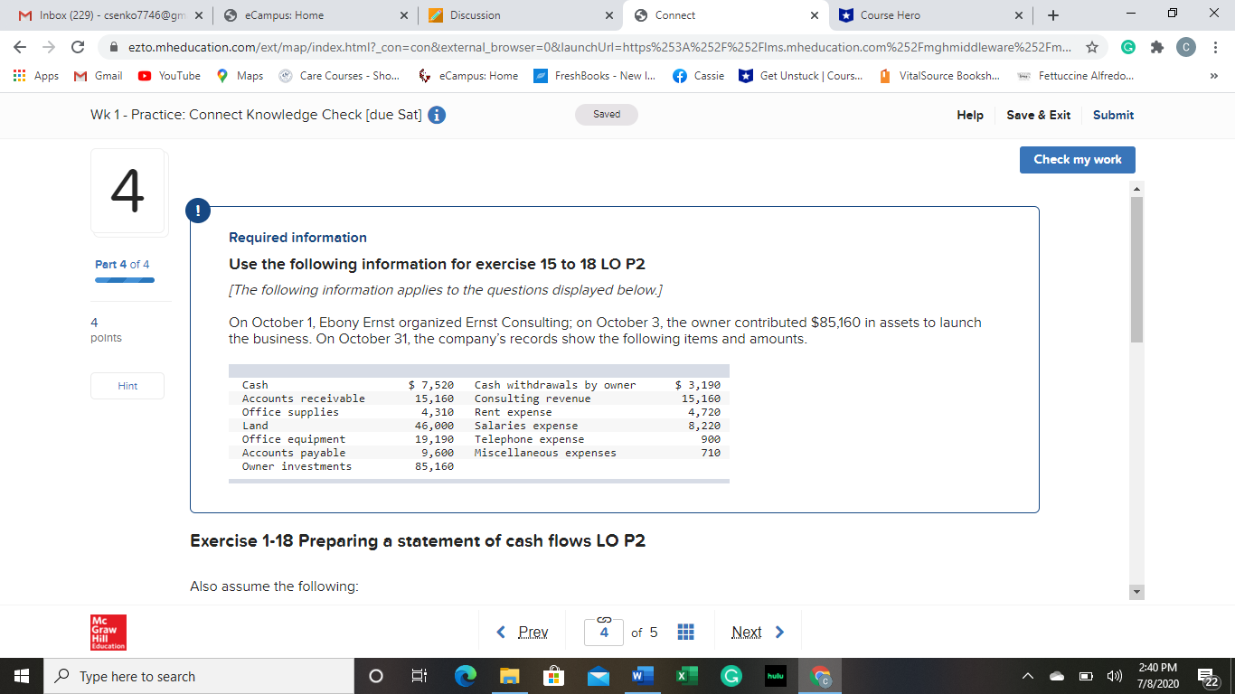 M Inbox (230) - csenko7746@gm x 5 eCampus: Home X Discussion X