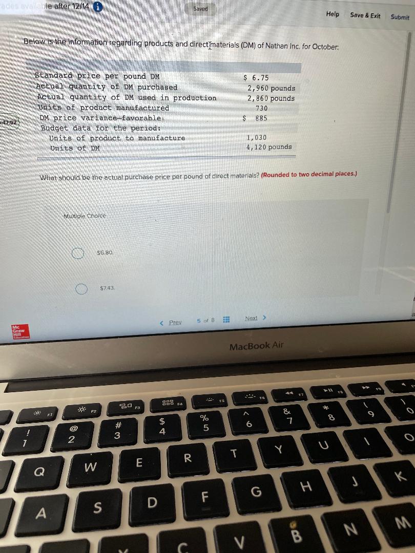 is the information regarding products and direct materials (DM) of Nathan Inc.