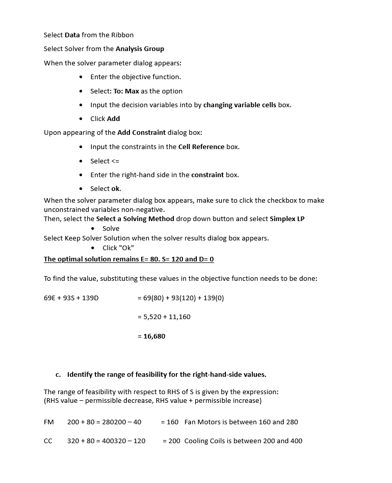 8.18. Figure 8.18 SENSITIVITY REPORT FOR THE QUALITY AIR CONDITIONING PROBLEM Variable