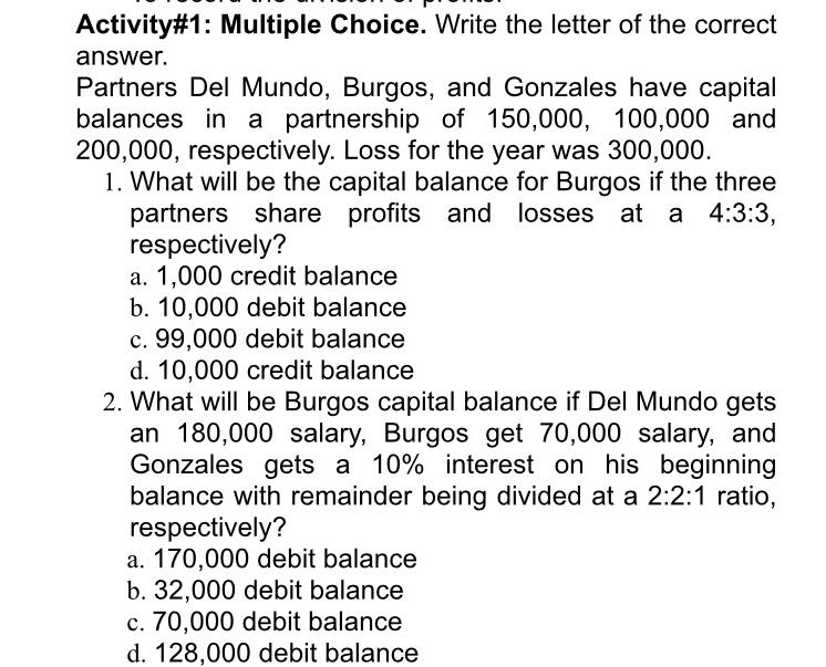  ._ .___... . . ._._.. -_. l'"""' Activity#1: Multiple Choice. Write