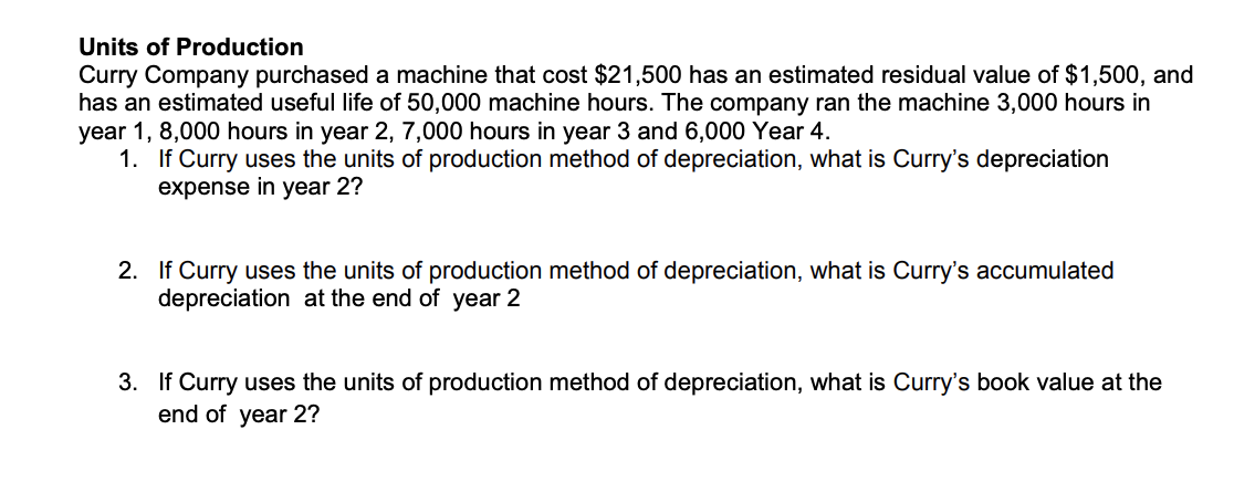 Please provide equations for how to solve this problem set. Units of
