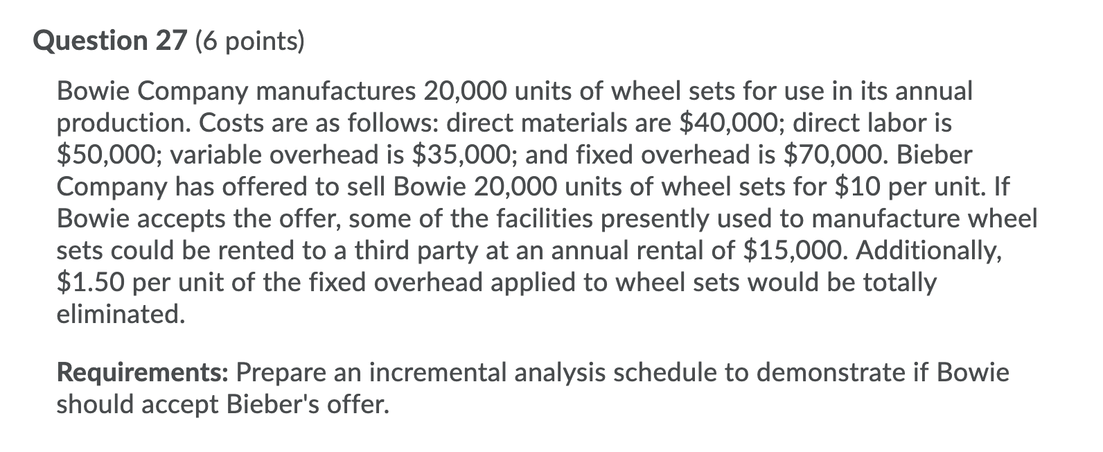 of direct labor $1,600, direct materials $1,200, variable factory overhead $1,000, and